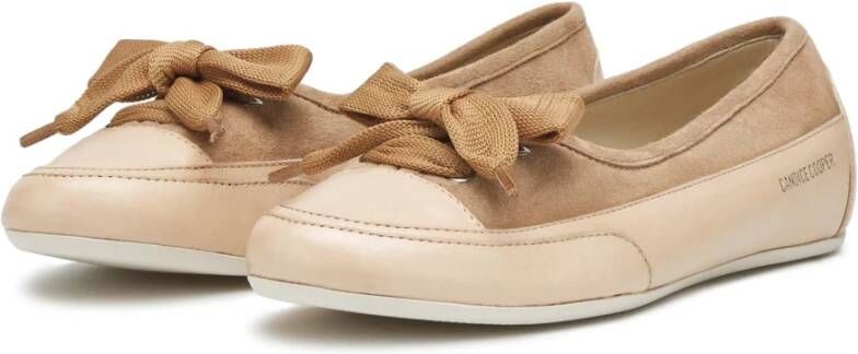 Candice Cooper Buffed leather and suede ballet flats Candy BOW Brown Dames