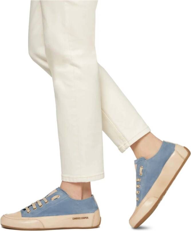 Candice Cooper Buffed leather and suede sneakers Rock S Blue Dames