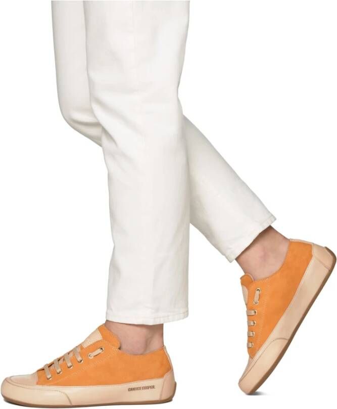 Candice Cooper Buffed leather and suede sneakers Rock S Orange Dames