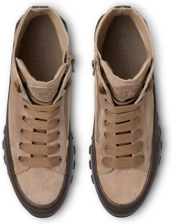 Candice Cooper Leather and velour ankle sneakers Janis Strip Plus Chic Gray Dames
