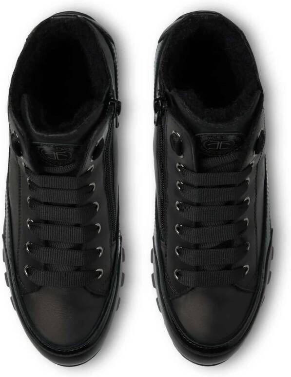Candice Cooper Leather ankle sneaker Janis Strip Plus Chic FUR Black Dames