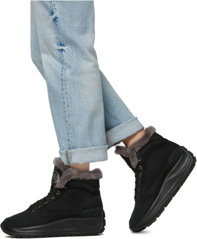 Candice Cooper Nubuck leather ankle sneakers Spark VAN FUR Black Dames