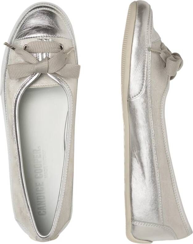 Candice Cooper Silver nappa leather ballet flats Candy BOW Gray Dames