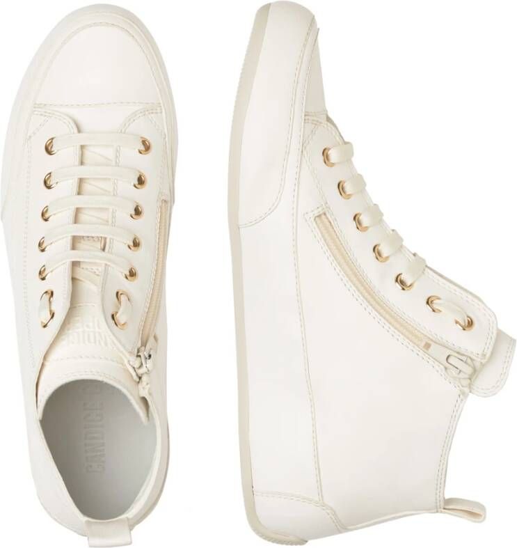 Candice Cooper Wit leren mid-top sneakers White Dames