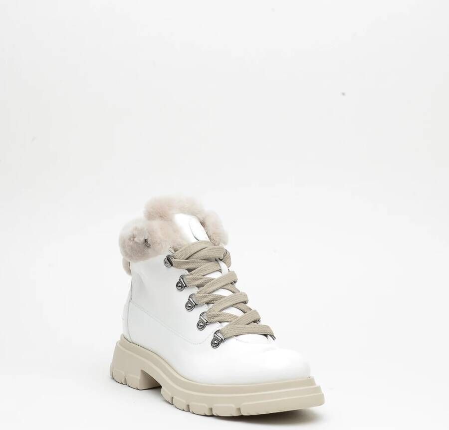 Candice Cooper Witte Leren en Schapenvacht Enkellaars White Dames
