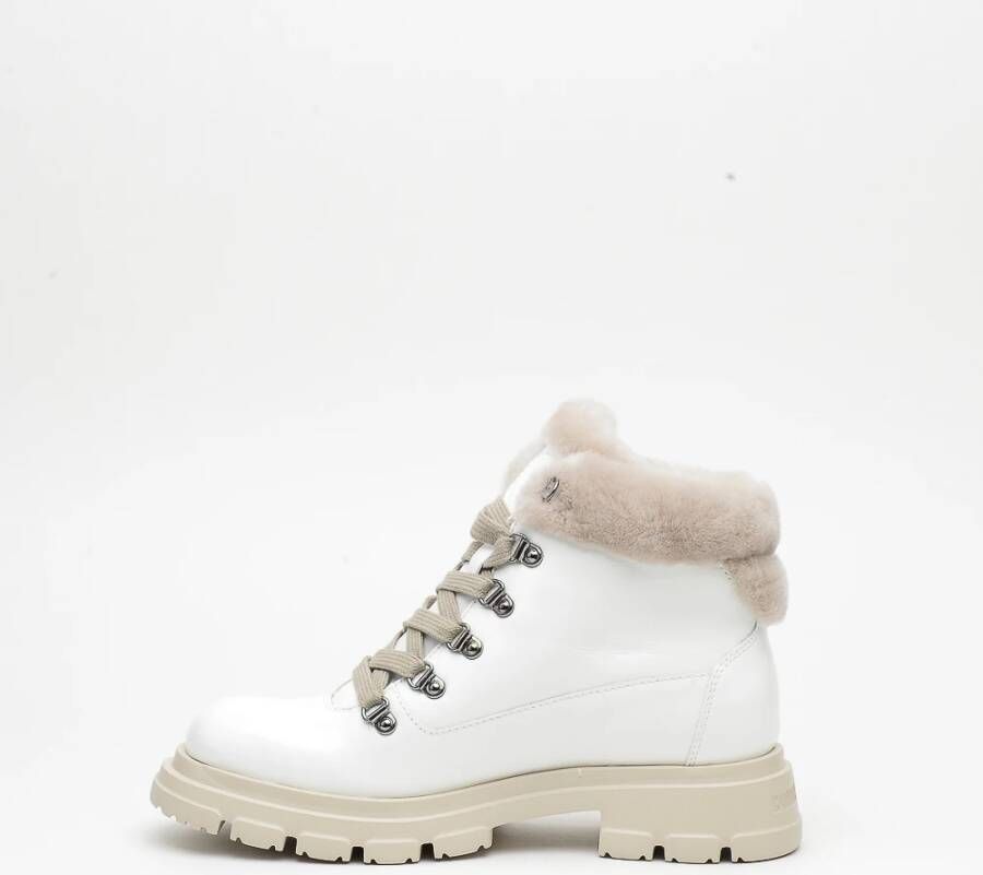Candice Cooper Witte Leren en Schapenvacht Enkellaars White Dames