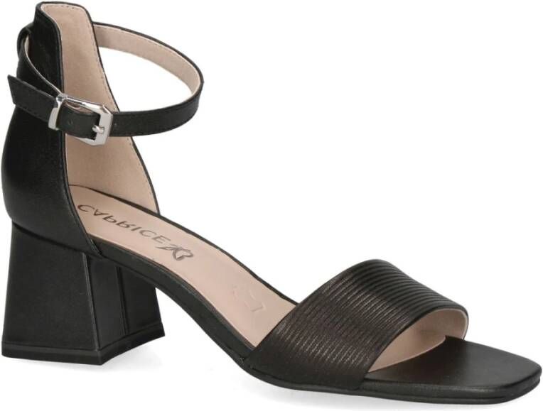 Caprice Elegante Zwarte Open Platte Sandalen Black Dames