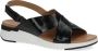 Caprice Zwarte Leren Platte Sandalen voor Vrouwen Black Dames - Thumbnail 5