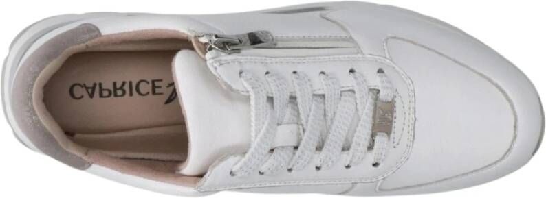 Caprice Witte platte schoenen met veters rits White Dames