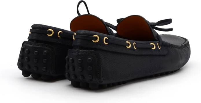 Car Shoe Blauwe leren mocassin platte schoenen
