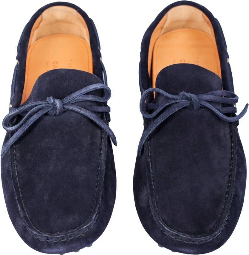 Car Shoe Leren Loafers voor Warm Weer Blue Heren