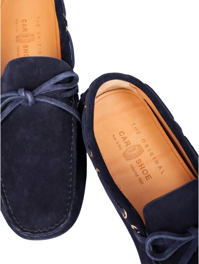 Car Shoe Leren Loafers voor Warm Weer Blue Heren