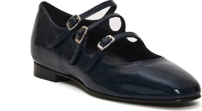 Carel Blauwe Patent Mary Jane Ballerina's Blue Dames