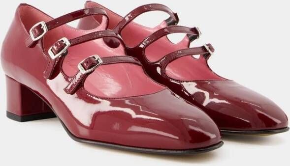 Carel Bordeaux Rode Patent Leren Mary-Janes met Iconische Bandjes Rood Dames