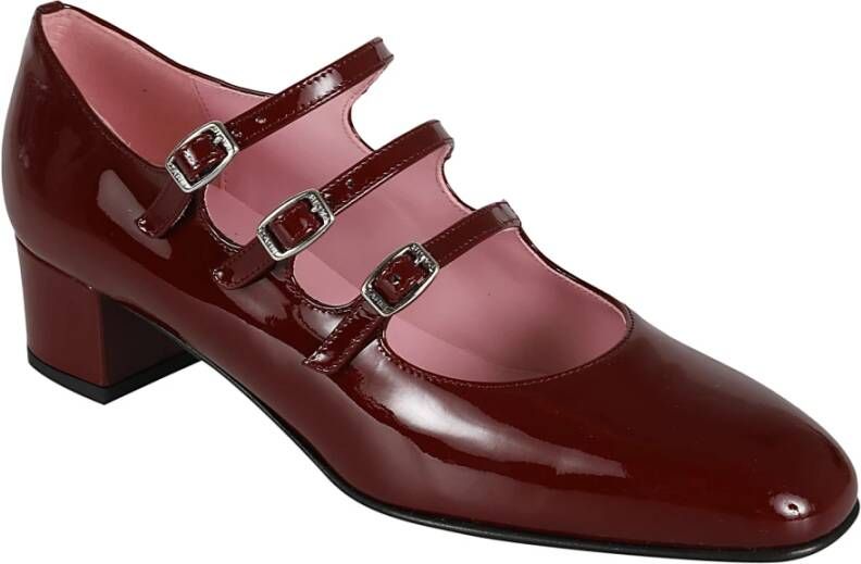 Carel Burgundy Patent Leren Square Toe Pumps Red Dames