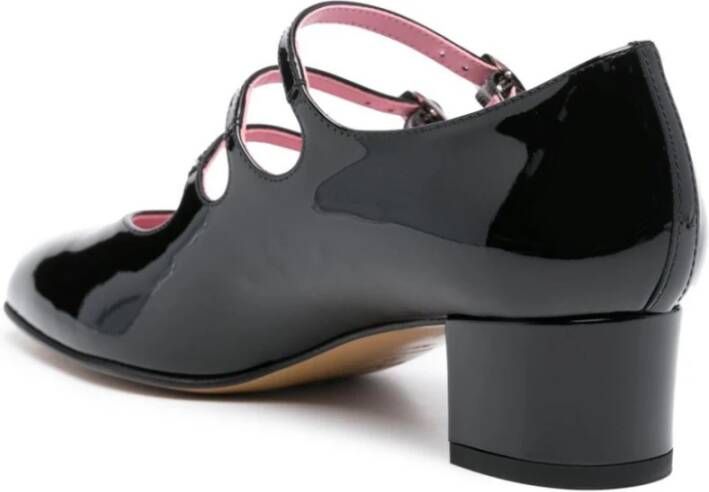 Carel Glanzende Zwarte Gesp Platte Leren Pumps