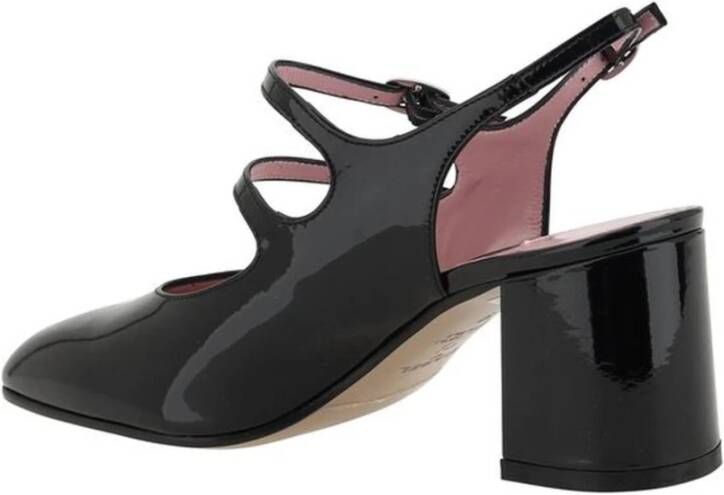 Carel Leren Patent Amandel Teen Pumps met Bandjes Black Dames