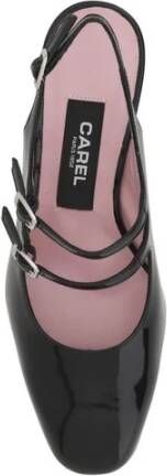 Carel Leren Patent Amandel Teen Pumps met Bandjes Black Dames