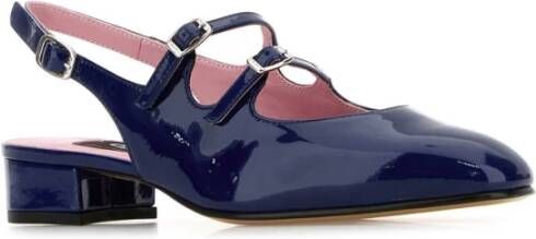 Carel Navy Blue Leather Peche Pumps