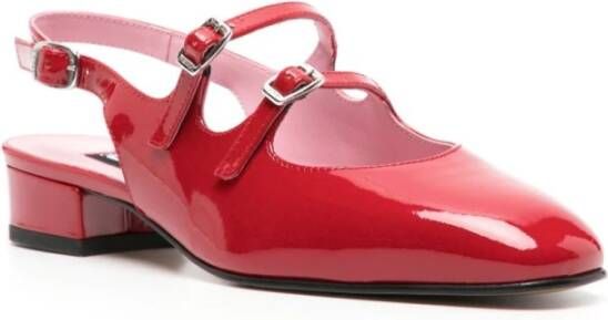 Carel Rode Glanzende Dubbele Gesp Enkelband Pumps Red Dames
