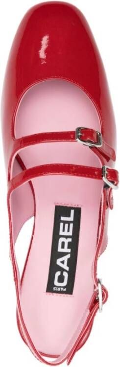 Carel Rode Glanzende Dubbele Gesp Enkelband Pumps Red Dames