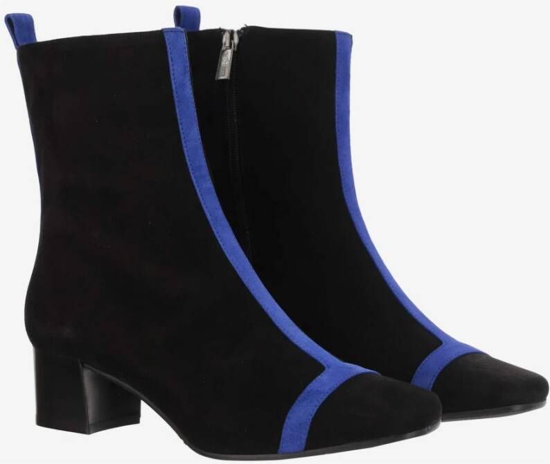 Carel Suède Enkellaars Amandelteen Rits Black Dames