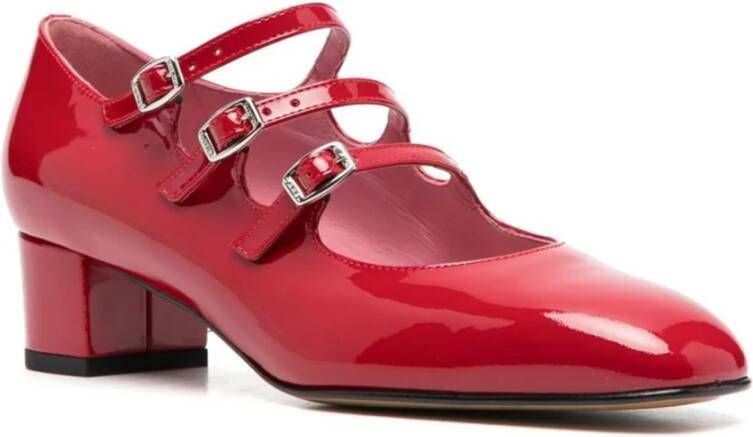 Carel Rode Lakleren Gesp Platte Schoenen Red Dames