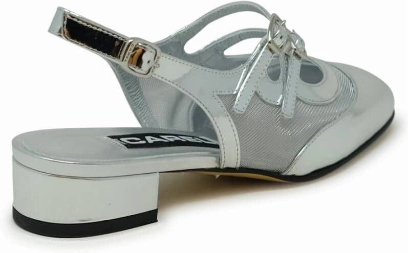 Carel Zilveren Leren Ballet Pumps Ss24 Gray Dames