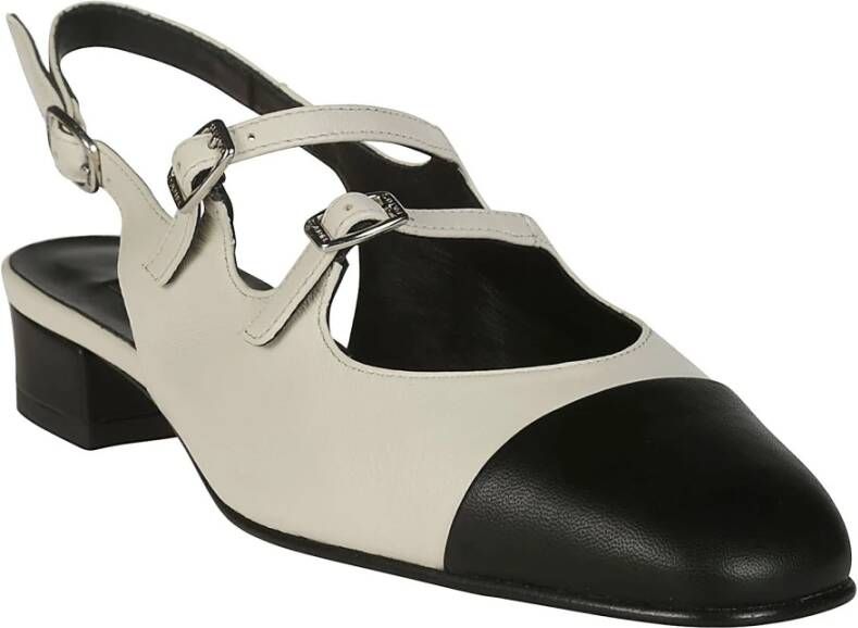 Carel Zwarte Dubbele Band Slingback Puntige Neus Beige Dames