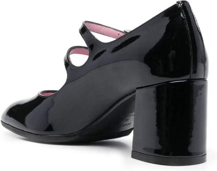 Carel Zwarte Lakleren Dubbele Riem Hakken Black Dames