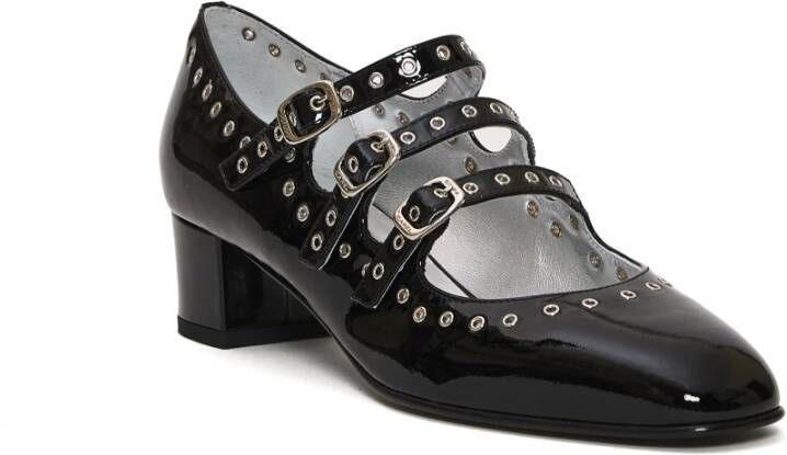 Carel Zwarte lakleren pump met bandjes