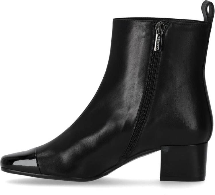 Carel Zwarte leren enkellaars met glanzende afwerking Black Dames