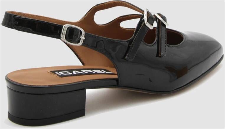Carel Zwarte leren slingbacks met hak Black Dames