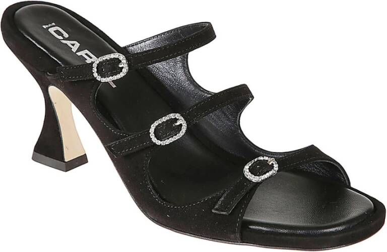 Carel Zwarte Suède Hoge Hak Sandalen Black Dames