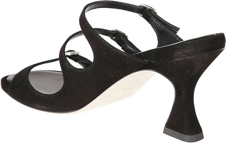 Carel Zwarte Suède Hoge Hak Sandalen Black Dames