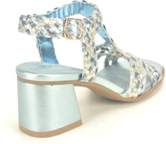 Carmela Blauwe Parelmoer Gevlochten Sandalen