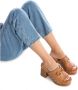 Carmela Elegant Heeled Mules Brown Dames - Thumbnail 4
