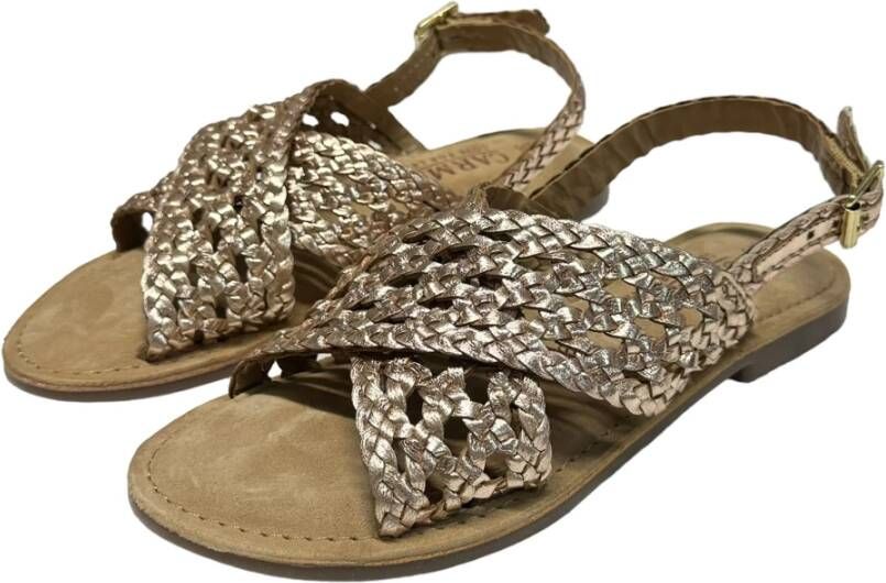 Carmela Gevlochten leren lage sandalen met band Yellow Dames