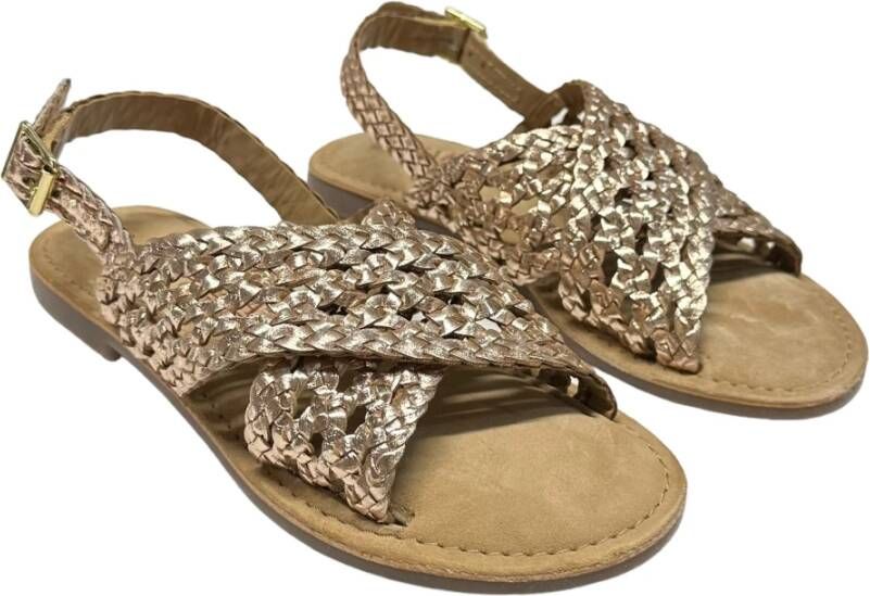 Carmela Gevlochten leren lage sandalen met band Yellow Dames