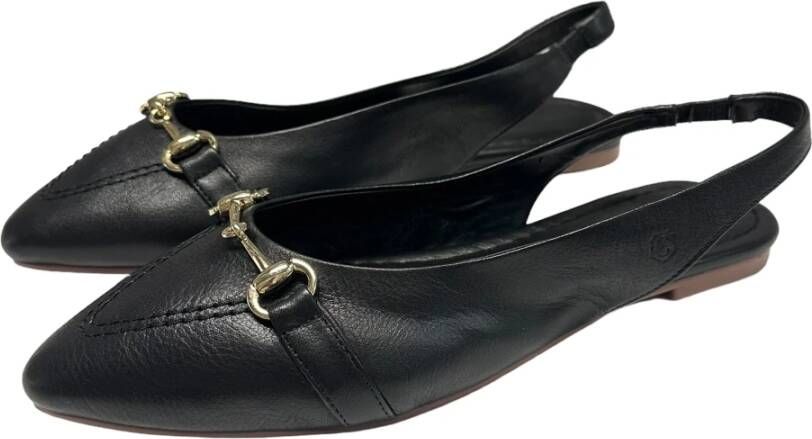 Carmela Leren Ballerina Schoenen met Accessoire Black Dames