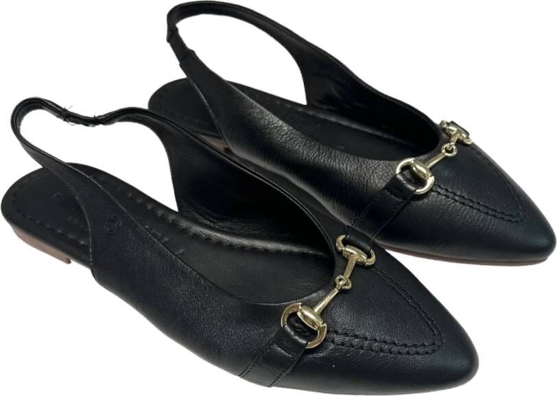 Carmela Leren Ballerina Schoenen met Accessoire Black Dames
