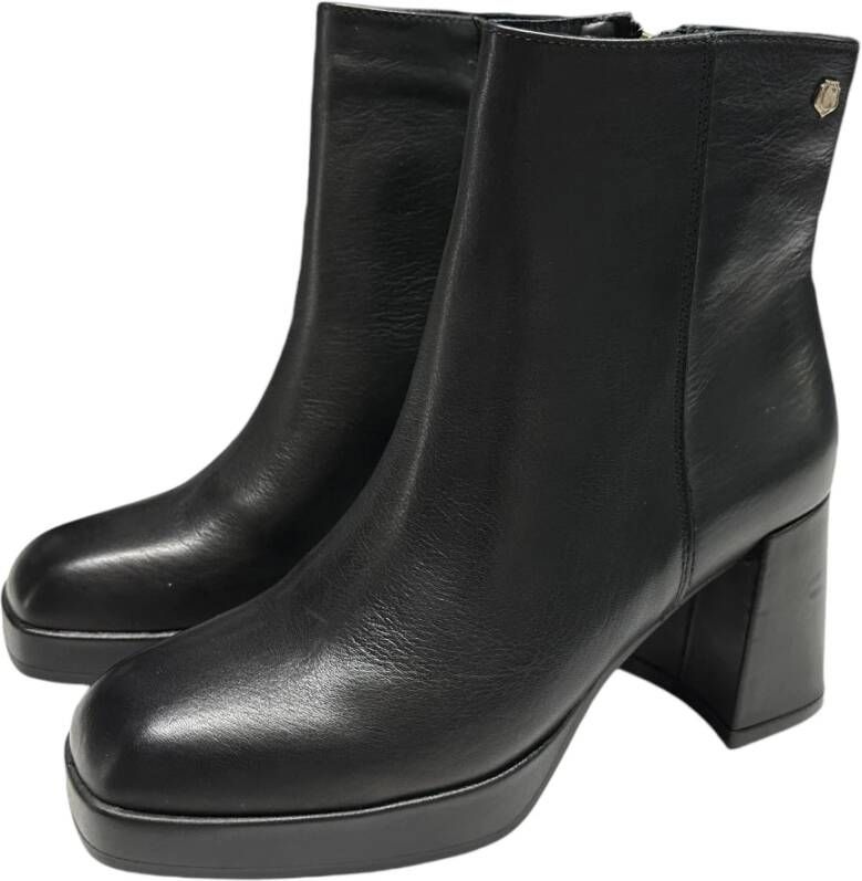 Carmela Leren enkellaarsjes met 9cm hak Black Dames
