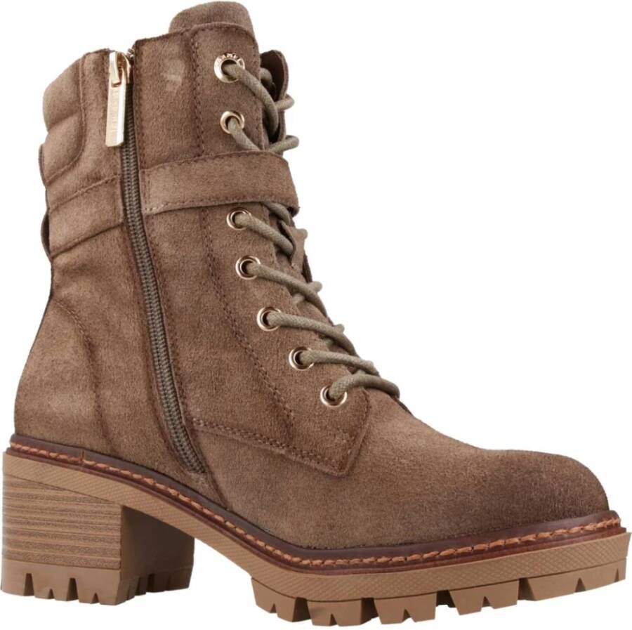 Carmela Stijlvolle Lace-up Laarzen met Gesp Beige Dames