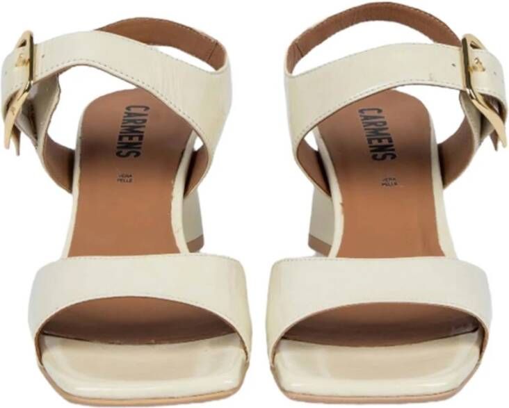 Carmens Beige Geborsteld Leren Sandalen Beige Dames