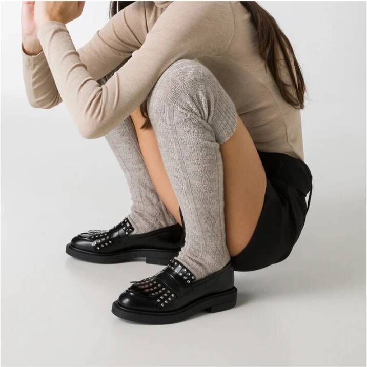 Carmens Leren Loafer met Franjes Zwart