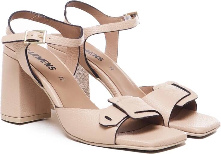 Carmens Nude Leren Sandalen met Vierkante Neus Pink Dames