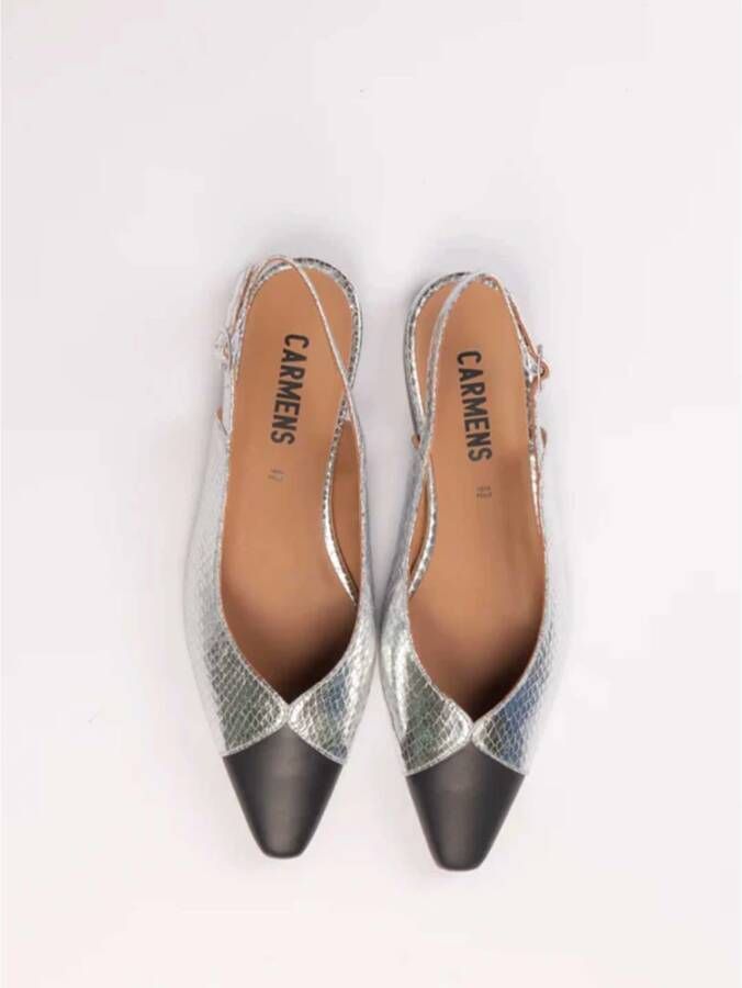 Carmens Zilveren Slingback Leren Sandalen