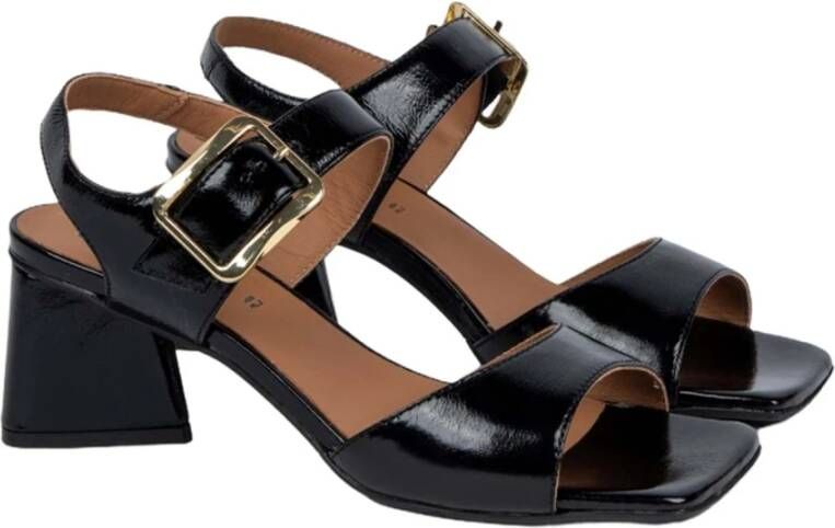 Carmens Zwarte Geborsteld Leren Sandalen met Gesp Black Dames