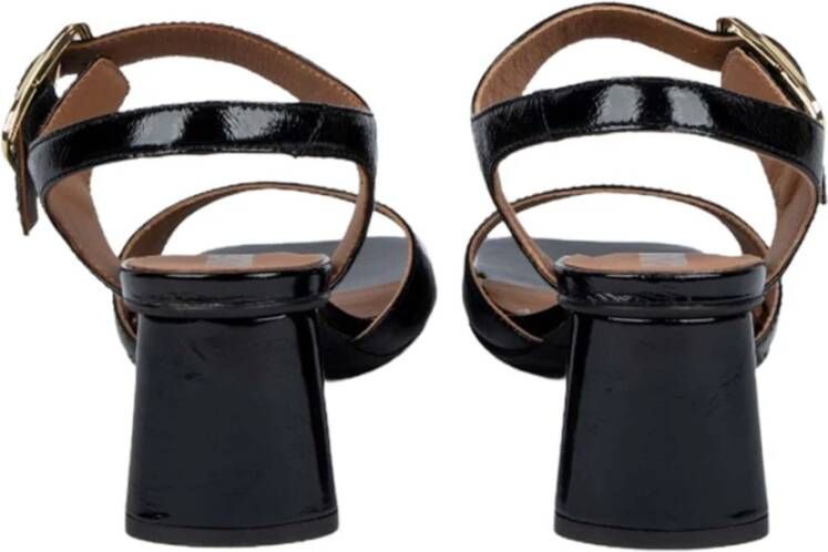 Carmens Zwarte Geborsteld Leren Sandalen met Gesp Black Dames