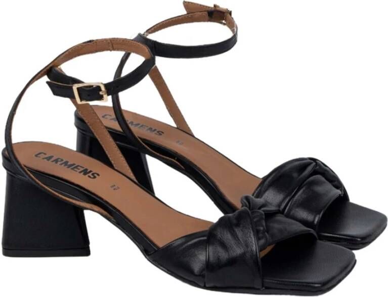 Carmens Zwarte leren Carry sandalen Black Dames